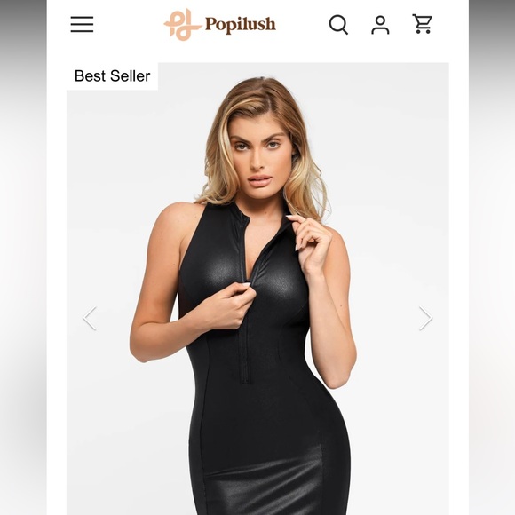 Popilush zipper shape wear pleather dress Medium - Picture 3 of 5